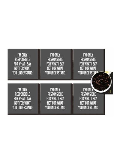 Buy 6-Piece Decorative Coaster Set Black/White 7x7cm in Egypt