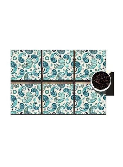 Buy 6-Piece Coasters Set White/Blue 7x7cm in Egypt