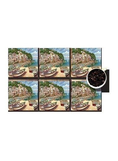 Buy 6-Piece Decorative Coaster Set Multicolour 7x7cm in Egypt