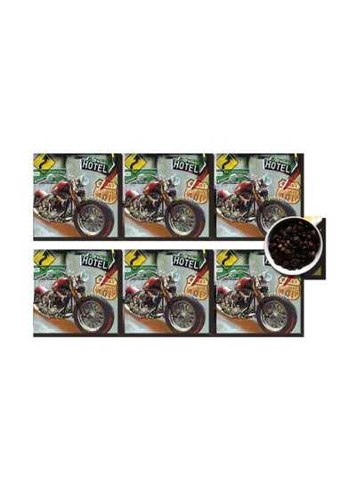 Buy 6-Piece Printed Coaster Set Multicolour 7x7cm in Egypt