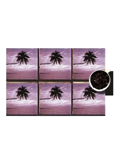 Buy 6-Piece Coaster Set Purple/White 7x7cm in Egypt