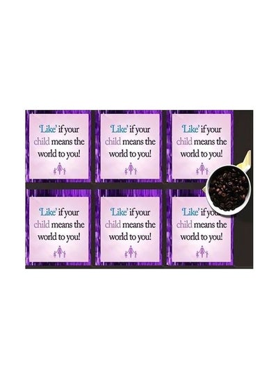 Buy 6-Piece Decorative Printed Coasters Pink/Purple/Blue 7x7cm in Egypt