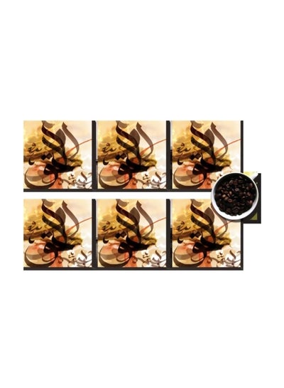 Buy 6-Piece Coaster Set Black/Gold/Beige 7x7cm in Egypt
