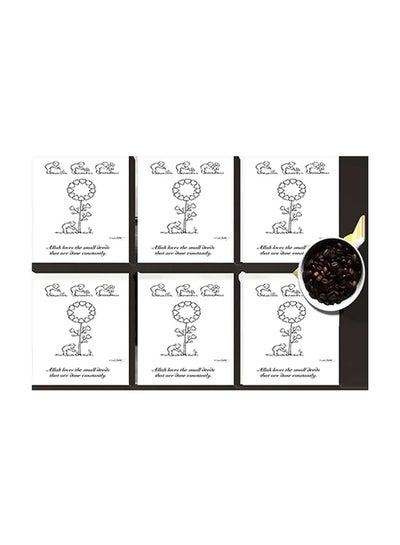 Buy 6-Piece Coaster Set White/Black 7x7cm in Egypt