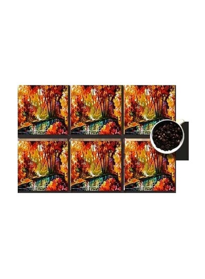 Buy 6-Piece Coaster Set Red/Black/Green 7x7cm in Egypt