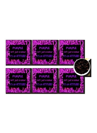 Buy 6-Piece Coaster Set Purple/Black 7x7cm in Egypt