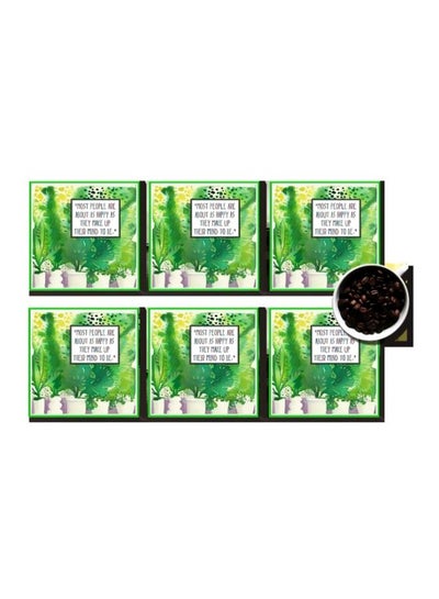 Buy 6-Piece Coaster Set Green/White 7x7cm in Egypt