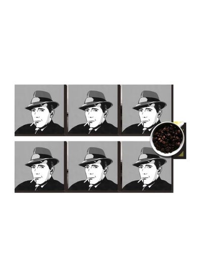 Buy 6-Piece Coaster Set Black/White 7x7cm in Egypt