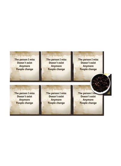 Buy 6-Piece Coaster Set Beige/Black 7x7cm in Egypt