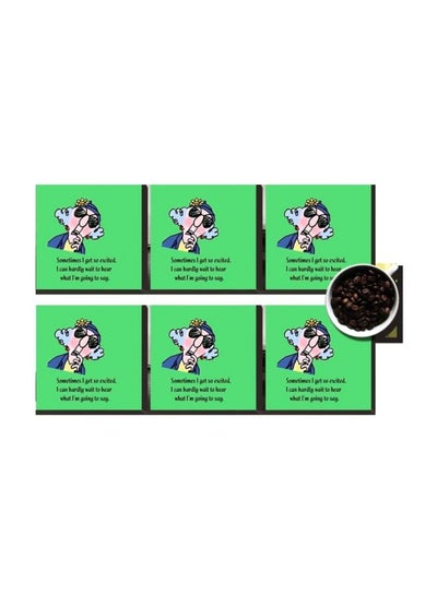 Buy 6-Piece Coaster Set Green/Blue/Yellow 7x7cm in Egypt