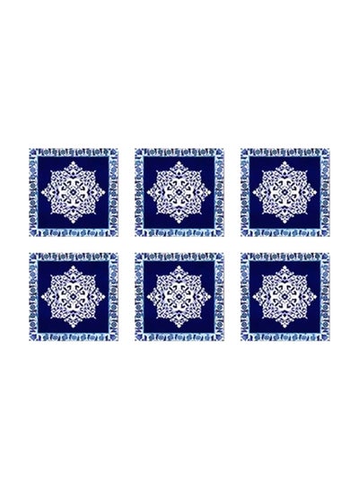 Buy 6-Piece Coaster Set Blue/White 7x7cm in Egypt