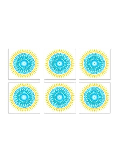 Buy 6-Piece Coaster Set Yellow/Blue/White 7x7cm in Egypt