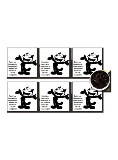 Buy 6-Piece Coasters Set White/Black 7x7cm in Egypt