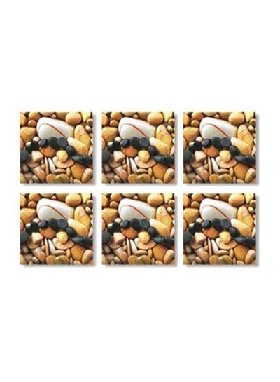 Buy 6-Piece Novelty Magnet Coaster Set Beige/Black/White 7x7cm in Egypt