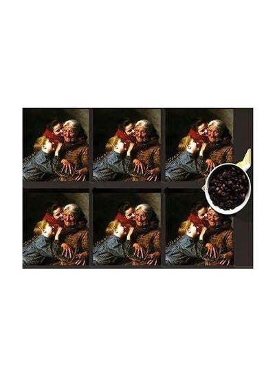 Buy 6-Piece Coasters Set Multicolour 7x7cm in Egypt