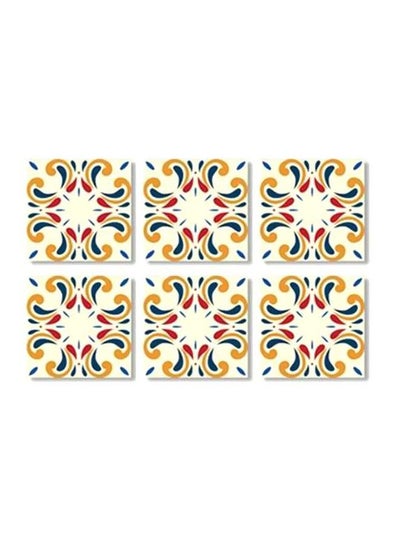 Buy Set Of 6 Decorative Coaster Multicolour 7x7cm in Egypt