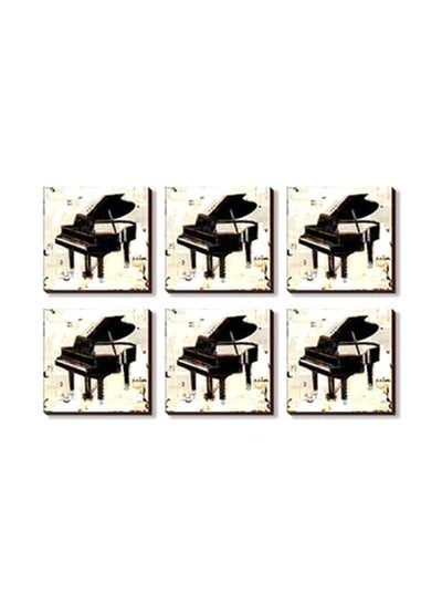 Buy 6-Piece Coasters Set Black/White 7x7cm in Egypt