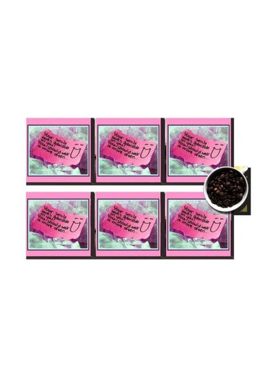 Buy 6-Piece Coaster Set Pink/Green 7x7cm in Egypt