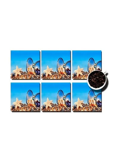 Buy 6-Piece Coaster Set Multicolour 9x9cm in Egypt