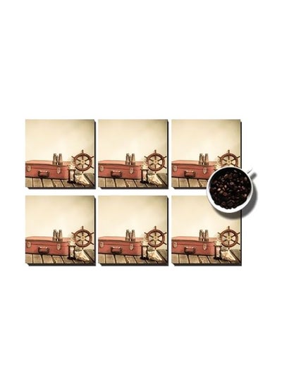 Buy 6-Piece Coaster Set Multicolour 9x9cm in Egypt