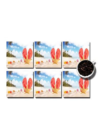 Buy 6-Piece Coaster Set Multicolour 9x9cm in Egypt