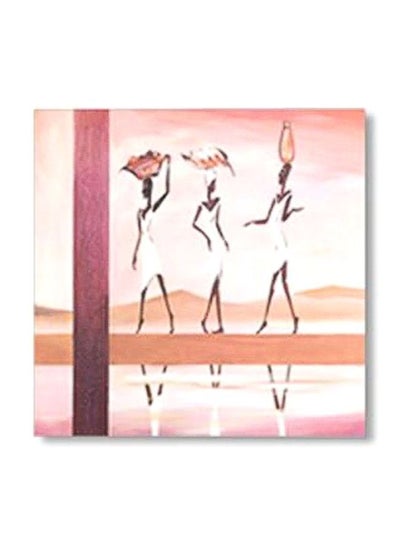 Buy Decorative Wall Painting With Frame Pink/Brown/White 15x15cm in Egypt