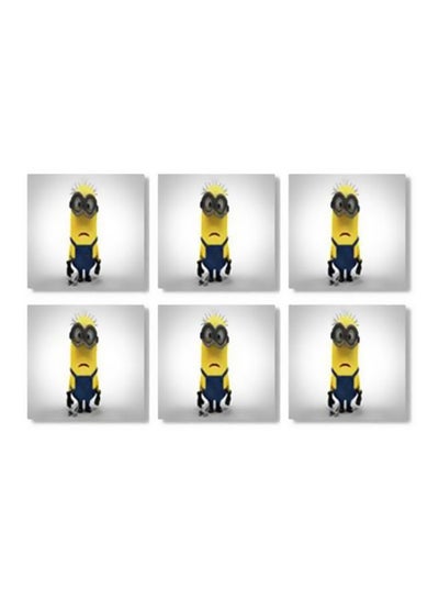 Buy 6-Piece Minion Coaster Set Grey/Blue/Yellow 9x9cm in Egypt