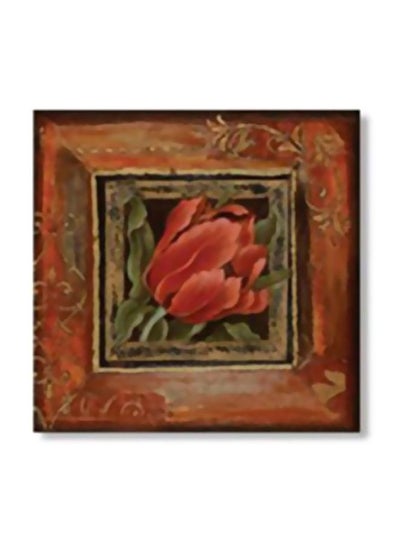 Buy Decorative Wall Poster With Frame Orange/Beige/Brown 24x24cm in Egypt