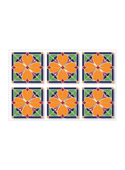 Buy 6-Piece Coasters Orange/Red/Green 9x9cm in Egypt