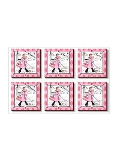 Buy 6-Piece Coasters Pink/Black/White 9x9cm in Egypt