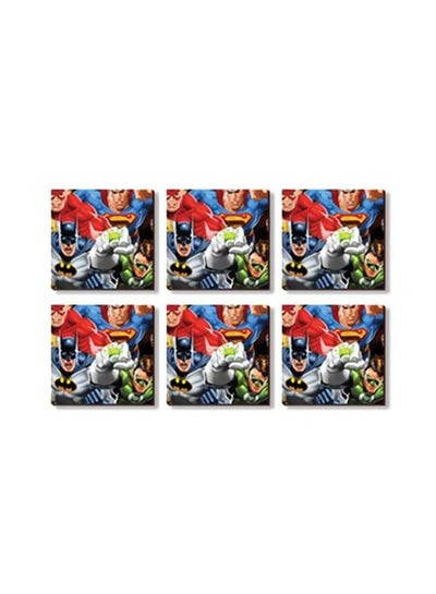 Buy Pack Of 6 Avengers Printed Coasters Blue/Red/White 9x9cm in Egypt