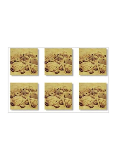 Buy 6-Piece Decorative Tea Coaster Beige/Brown 9x9cm in Egypt