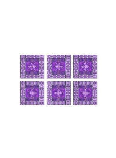 اشتري 6-Piece Printed Coaster Purple/Black 9x9 سنتيمتر في مصر