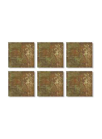 Buy 6-Piece Coaster Set Beige/Green 9x9cm in Egypt