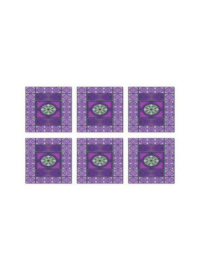 Buy 6-Piece Printed Coaster Multicolour 9x9cm in Egypt