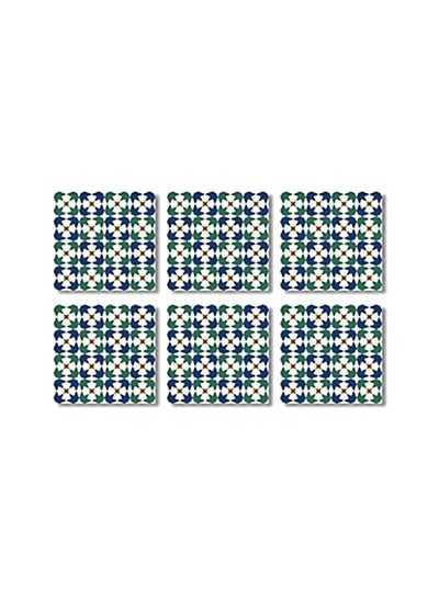 اشتري 6-Piece Tea Coaster Set White/Blue/Green 9x9 centimeter في مصر