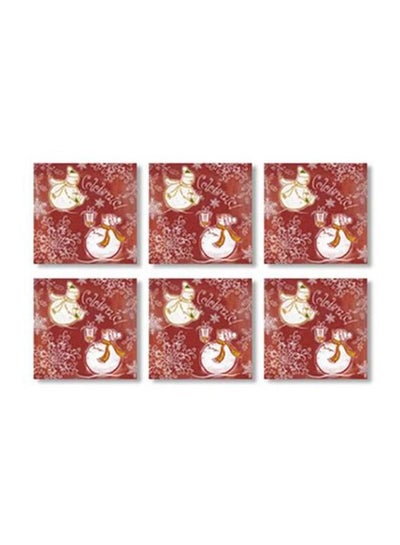 Buy 6-Piece Decorative Coaster Set Red/White/Yellow 9x9cm in Egypt