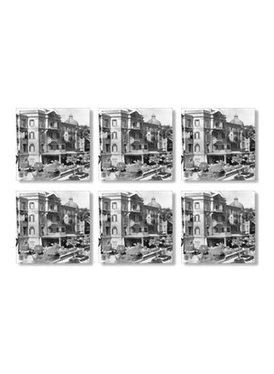 Buy 6-Piece Coaster Set Black/White 9x9cm in Egypt