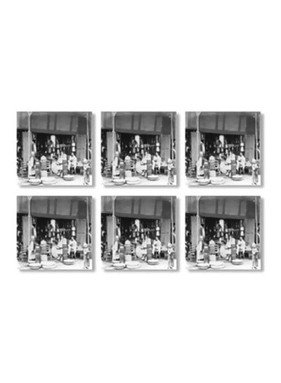 Buy 6-Piece Coaster Set Black/White 9x9cm in Egypt