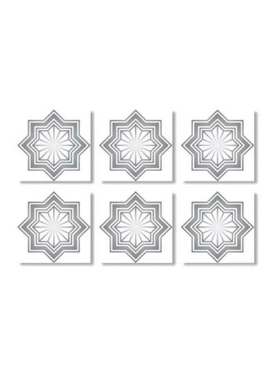 Buy 6-Piece Coaster Set Grey/White 9x9cm in Egypt