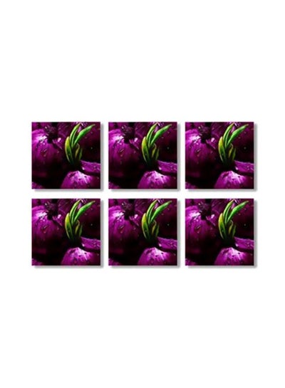 Buy 6-Piece Coaster Set Purple/Green 9x9cm in Egypt