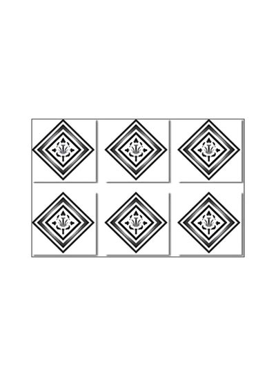 Buy 6-Piece Printed Coaster Set Grey/Black/White 9x9cm in Egypt