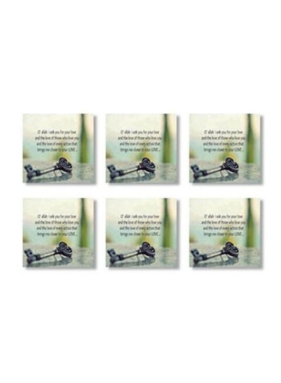 Buy 6-Piece Printed Coaster Set Green/Black/White 9x9cm in Egypt