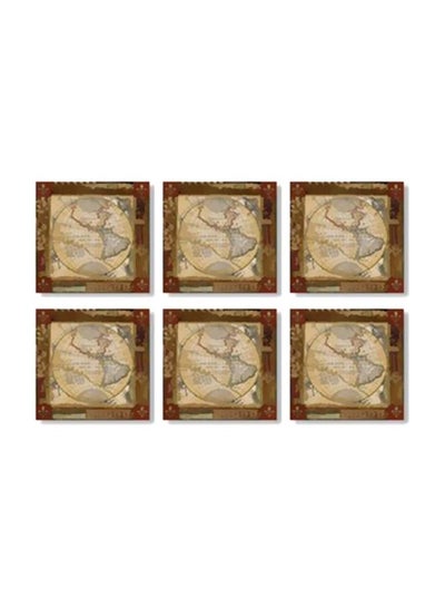 اشتري 6-Piece Tea Coaster Set Beige/Brown 9x9 سنتيمتر في مصر