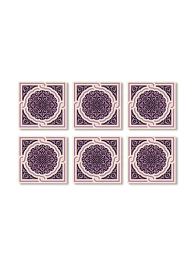 Buy 6-Piece Coaster Set Purple/Pink 9x9cm in Egypt