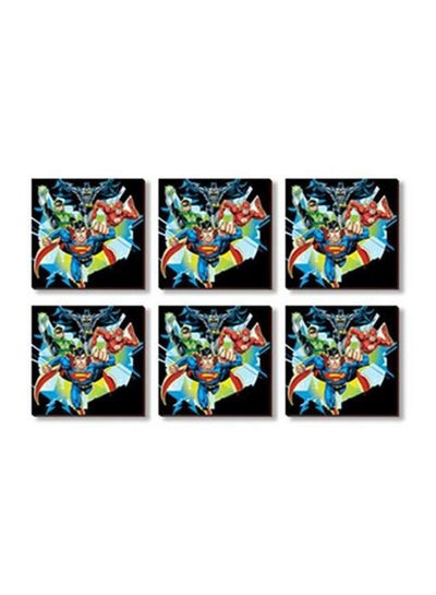 Buy 6-Piece Printed Coaster Set Black/Green/Blue 9x9cm in Egypt
