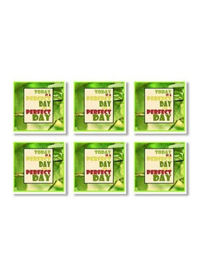 Buy 6-Piece Printed Coaster Set Green/Beige/Red 9x9cm in Egypt