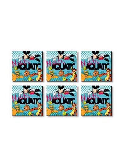 Buy 6-Piece Printed Coaster Set Blue/Pink/Black 9x9cm in Egypt