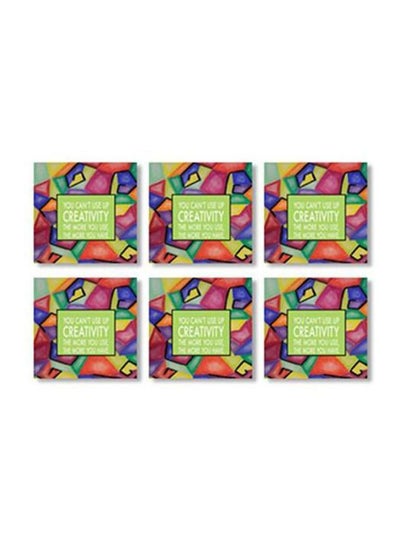 Buy 6-Piece Printed Coaster Set Green/Pink/Blue 9x9cm in Egypt