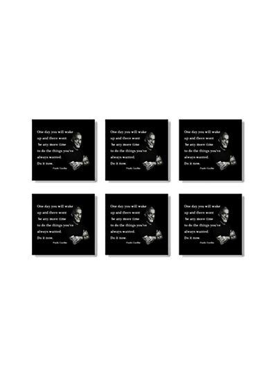 Buy 6-Piece Tea Coaster Set Black/White/Grey 9x9cm in Egypt